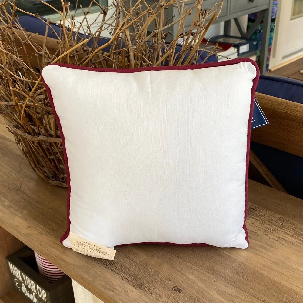 NWT Wine Forecast Embroidered Accent Pillow - White and Burgundy